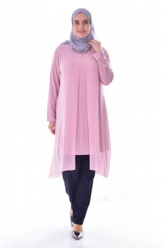 METEX Necklace Detailed Tunic 0921A-08 Powder 0921A-08