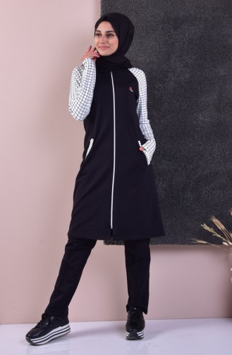 Zippered Tracksuit Suit 5030-01 Black 5030-01