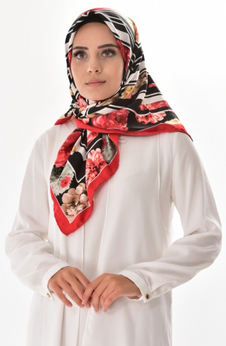 Patterned Shawl 2038-10 Red Black 10