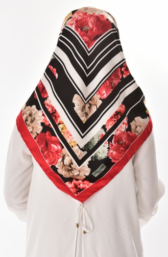 Patterned Shawl 2038-10 Red Black 10