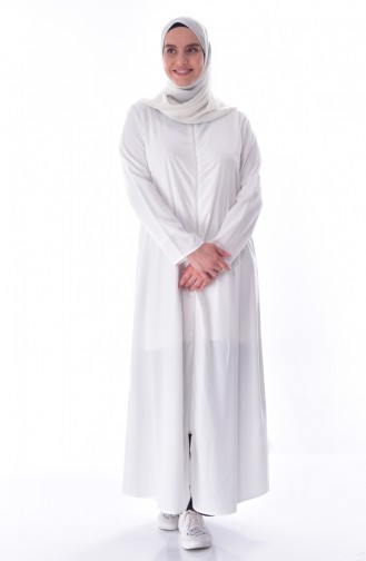 Abaya mit Reißverschluss 6026-13 Weiß 6026-13