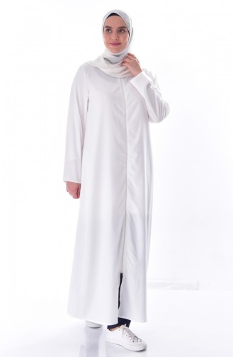 Abaya mit Reißverschluss 6026-13 Weiß 6026-13