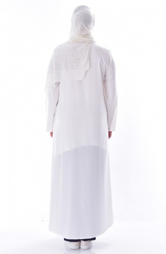 Abaya a Fermeture 6026-13 Blanc 6026-13