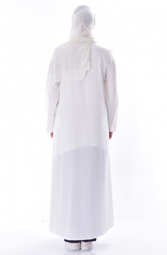 Abaya mit Reißverschluss 6026-13 Weiß 6026-13