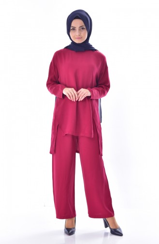 Ensemble Deux Pieces Tunique Pantalon 5188-03 Bordeaux 5188-03