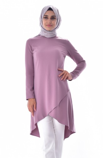 Asimetrik Tunik Pantolon İkili Takım 6132-03 Gül Kurusu