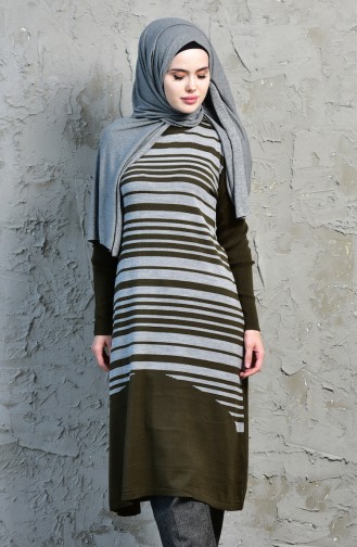 iLMEK Striped Tunic 4072 -07 Khaki 4072  -07