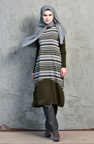 iLMEK Striped Tunic 4072 -07 Khaki 4072  -07