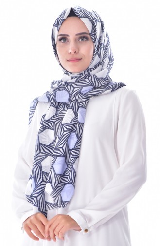 Patterned Shawl 2043-04 Navy Baby Blue 04