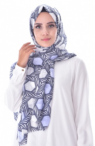 Patterned Shawl 2043-04 Navy Baby Blue 04