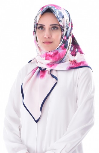 Karaca Desenli Eşarp 90506-08 Lacivert Pudra