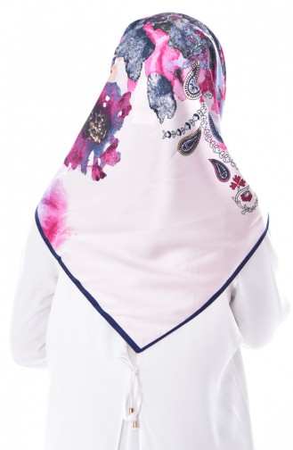 Karaca Desenli Eşarp 90506-08 Lacivert Pudra