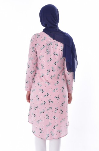 Tunique a Motifs Fleurs 1933A-08 Saumon Bleu Marine 1933A-08