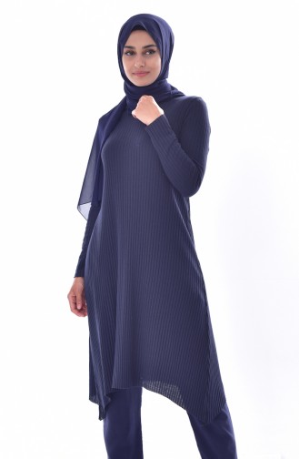 Asymmetric Knitted Tunic 3333A-02 Navy 3333A-02