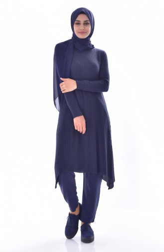 Asymmetric Knitted Tunic 3333A-02 Navy 3333A-02