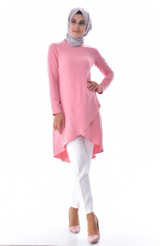 Asimetrik Tunik Pantolon İkili Takım 6132-02 Pudra