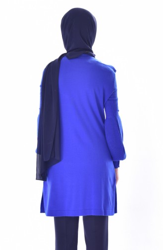 Triko Kolu Nakışlı Tunik 1268-10 Saks