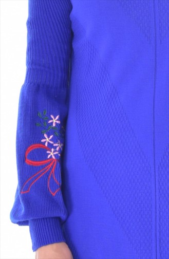 Triko Kolu Nakışlı Tunik 1268-10 Saks