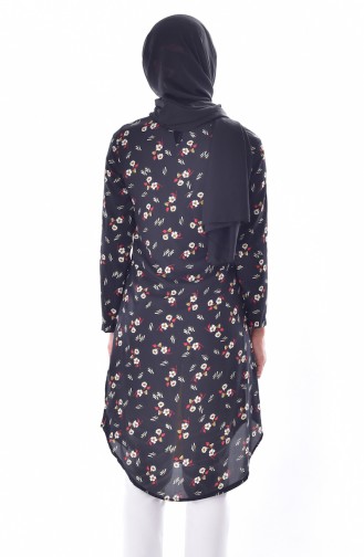 Tunique a Motifs Fleurs 1933A-04 Noir 1933A-04