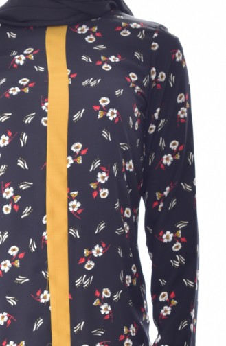 Tunique a Motifs Fleurs 1933A-04 Noir 1933A-04