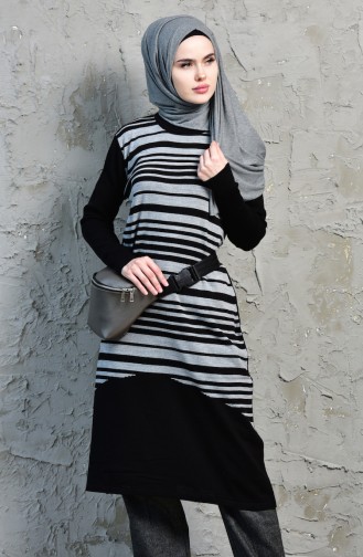 iLMEK Striped Tunic 4072 -01 Black 4072  -01