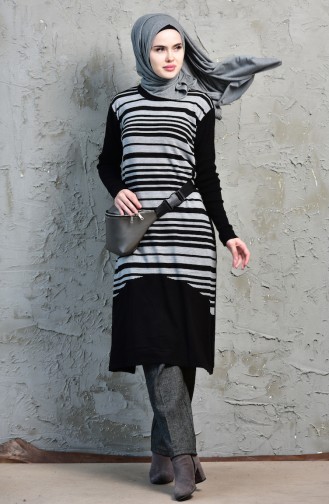 iLMEK Striped Tunic 4072 -01 Black 4072  -01