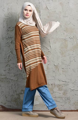 Çizgili Tunik 4072 -06 Taba