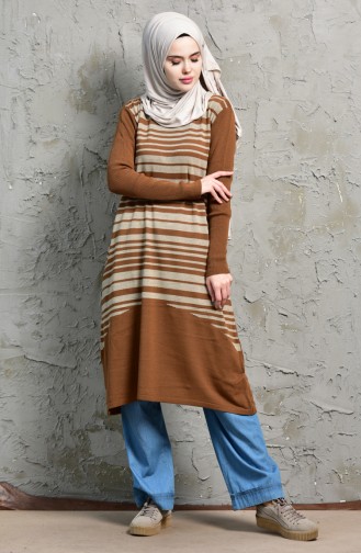 Çizgili Tunik 4072 -06 Taba