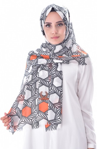 Patterned Shawl 2043-14 Orange 14