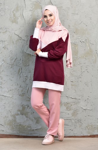 Spor Sweatshirt 1008-01 Bordo Pudra 1008-01