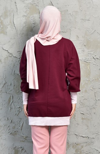 Spor Sweatshirt 1008-01 Bordo Pudra 1008-01