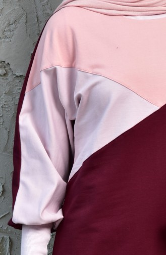 Spor Sweatshirt 1008-01 Bordo Pudra 1008-01