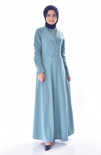 Green Almond Hijab Dress 1867-06