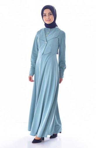 Green Almond Hijab Dress 1867-06