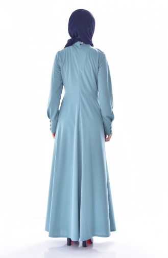 فستان مُزين بتفاصيل من اللؤلؤ 1867-06 لون أخضر فاتح 1867-06