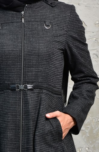 Hooded Zippered Overcoat 1128-01 Smoked 1128-01