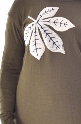 VMODA Knitwear Embroidered Long Sweater 9003-02 Khaki 9003-02