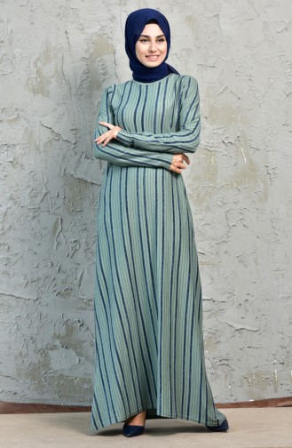 Striped Dress 7639-01 Khaki 7639-01