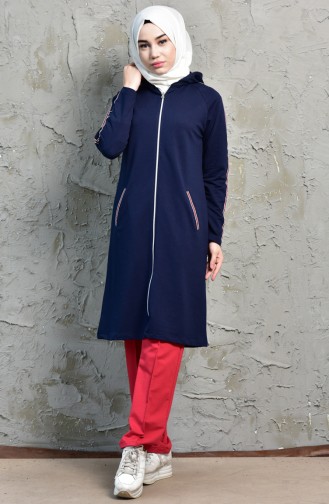 Zippered Tracksuit Suit 5002-02 Navy Red 5002-02