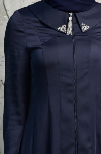 Zippered Overcoat 1064-01 Navy Blue 1064-01