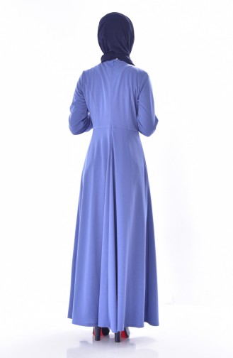 فستان مُزين بتفاصيل من اللؤلؤ 1867-02 لون ازرق 1867-02