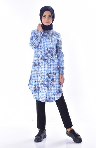 Patterned Tunic 0031-01 Blue 0031-01