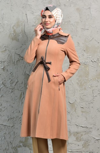 Hooded Belted Coat 1138-01 Salmon 1138-01