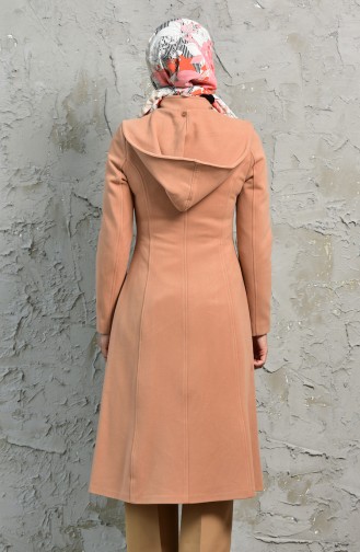 Hooded Belted Coat 1138-01 Salmon 1138-01