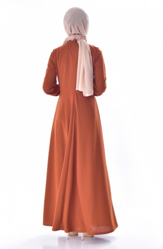 فستان مُزين بتفاصيل من اللؤلؤ1867-04 لون عسلي 1867-04