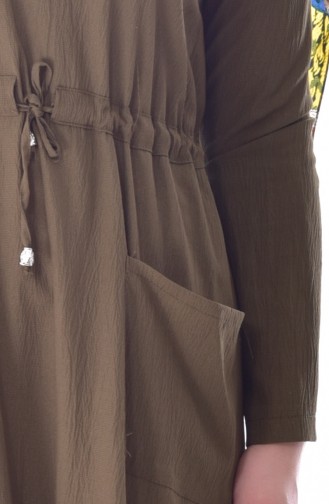 Pocketed Laced Dress 8039-01 Khaki 8039-01