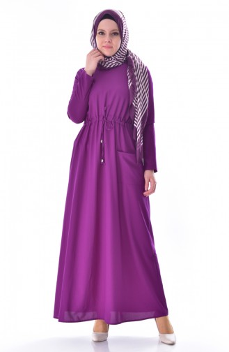 Pocketed Laced Dress 8039-08 Plum 8039-08