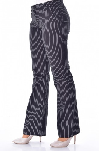 W.B Striped Lycra Pants 8870-01 Black 8870-01
