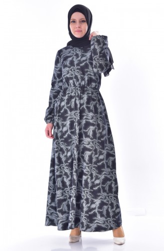 Beli Platted Patterned Dress 6262-01 Black 6262-01