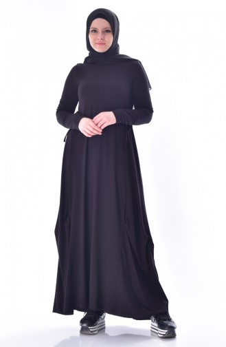 Bağcık Detaylı Elbise 1431-01 Siyah 1431-01